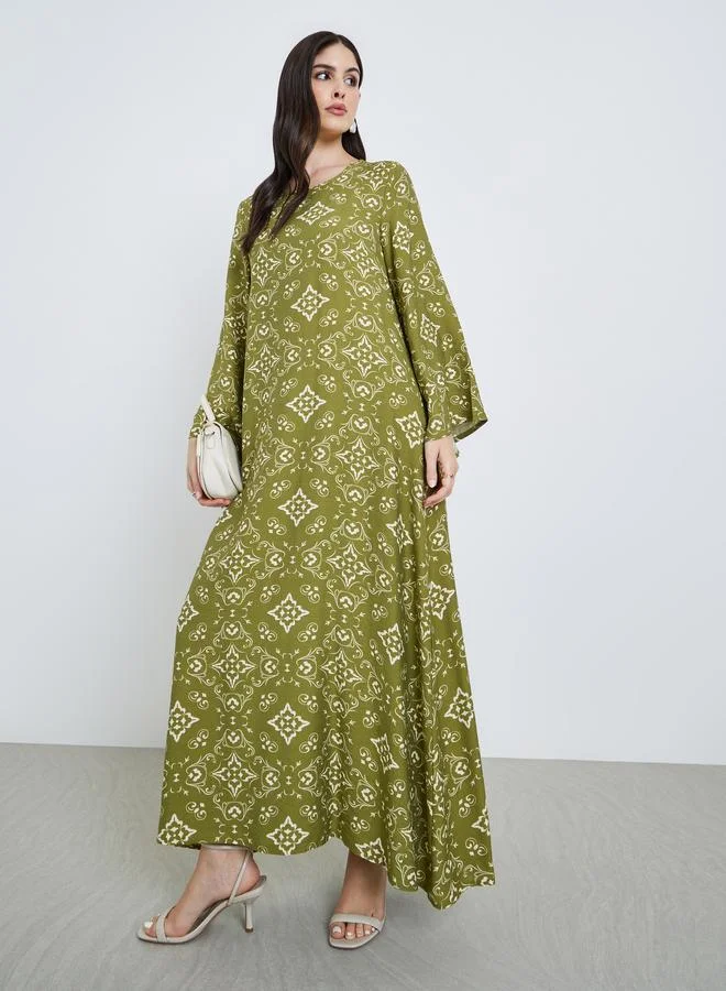 Amirah Women All-Over Print A-Line Jalabiya