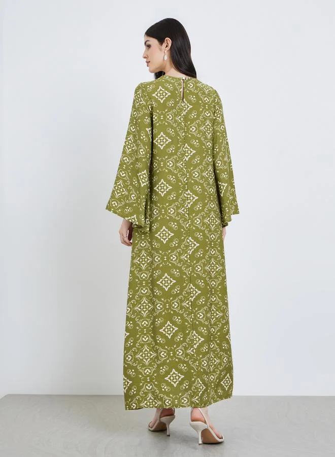Amirah  Women All-Over Print A-Line Jalabiya for Women | Best Price UAE