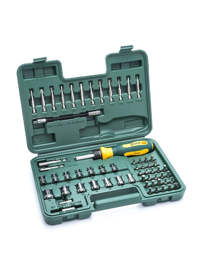 SATA ST09324SJ 60-Piece 1/4" Drive 6 Point Metric Socket and Ratcheting Bit Driver Set - Image 1
