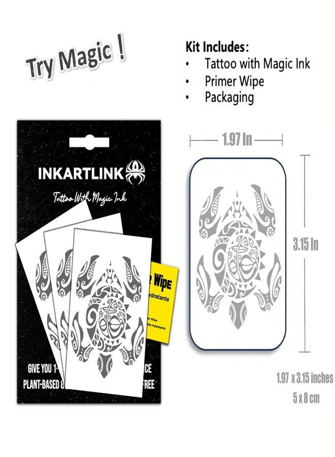 INKARTLINK Semi Permanent Tattoos, 3 Sheets of Small Temporary Tattoos, Adult Art Designs, Party Favors, Waterproof, Realistic, No Adhesive, No Reflective, Lasts 1-2 Weeks (Turtle Totem) - Image 2