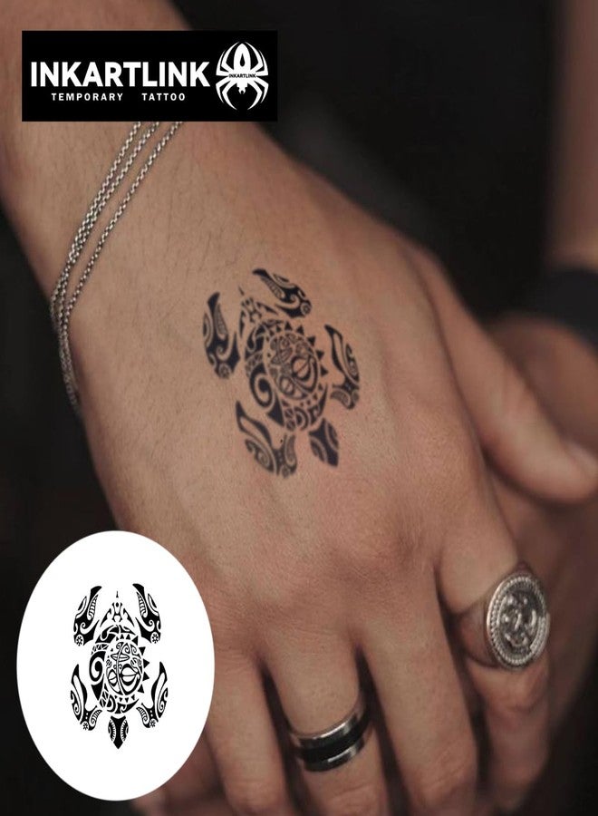 INKARTLINK Semi Permanent Tattoos, 3 Sheets of Small Temporary Tattoos, Adult Art Designs, Party Favors, Waterproof, Realistic, No Adhesive, No Reflective, Lasts 1-2 Weeks (Turtle Totem) - Image 3