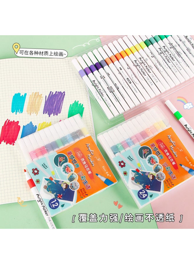 HELPS Children's Water-based Acrylic Marker Pen 12/24/36/48 Student Diy Art Stacked Color Painting Soft Tip Color Pen - Image 4