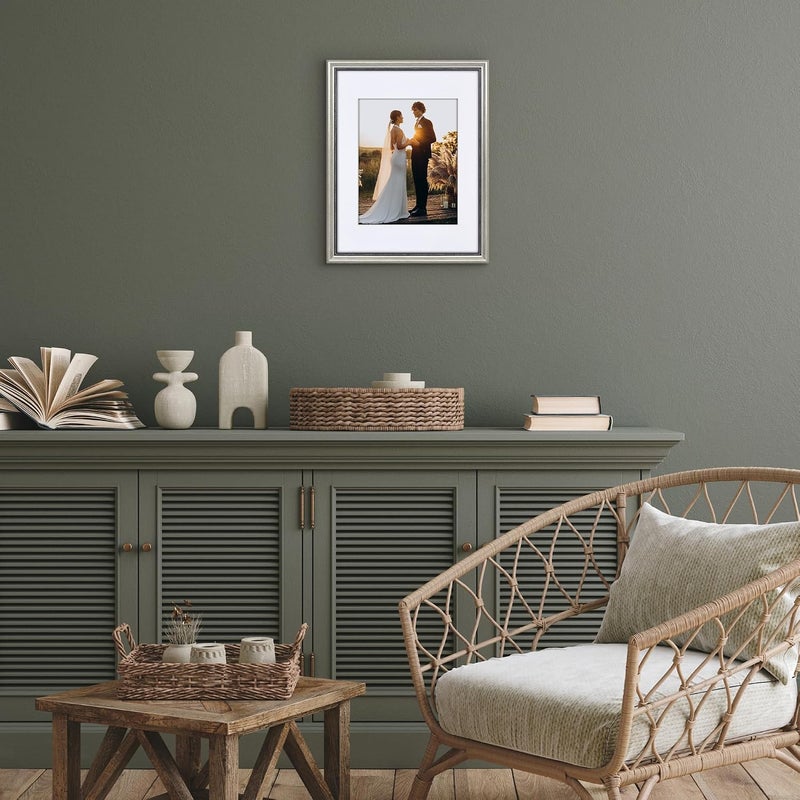 Americanflat Vintage Frames - 11x14 Picture Frame with Beaded Accents and Shatter-Resistant Glass - Use as 8x10 Frame or 11x14 Frame Without Mat - Silver Antique Style Frames for Wall Display - Image 4
