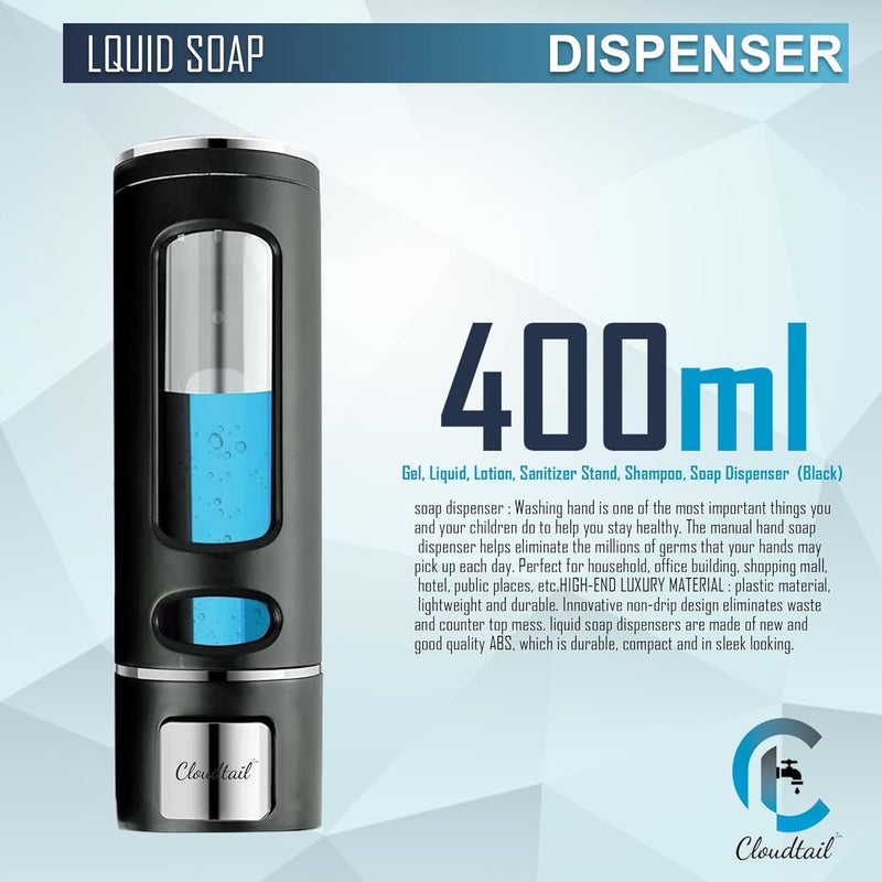 Cloudtail Cloudtail Soap DispenserPush ButtonHand WashGelFoamDish WashLiquidLotionShampooSanitizerConditionerWall MountIdeal for KitchenBathroomMaterialABSPlasticSize400mlColorBlkSet of 1  - Image 3