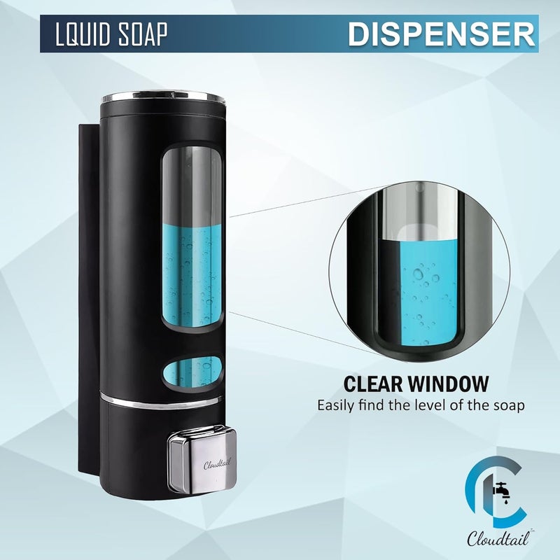 Cloudtail Cloudtail Soap DispenserPush ButtonHand WashGelFoamDish WashLiquidLotionShampooSanitizerConditionerWall MountIdeal for KitchenBathroomMaterialABSPlasticSize400mlColorBlkSet of 1  - Image 2