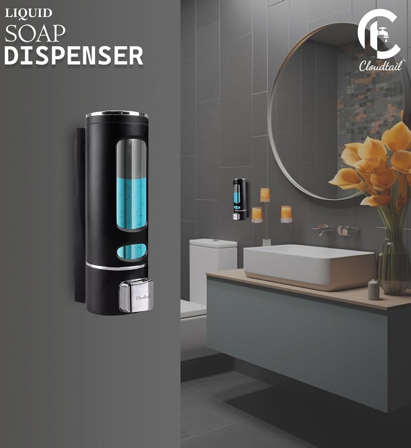 Cloudtail Cloudtail Soap DispenserPush ButtonHand WashGelFoamDish WashLiquidLotionShampooSanitizerConditionerWall MountIdeal for KitchenBathroomMaterialABSPlasticSize400mlColorBlkSet of 1  - Image 5