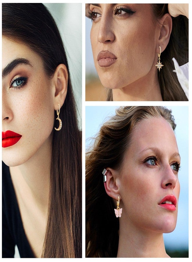 غوديس مجموعة أقراط جودايس المكونة من 10 أزواج بتصميمات أنيقة للنساء والفتيات: أقراط متدلية، وأقراط على شكل قلب، وأقراط على شكل نجمة - مناسبة للجنسين، عصرية وأنيقة - هدية مثالية لأعياد الميلاد والكريسماس - Image 3
