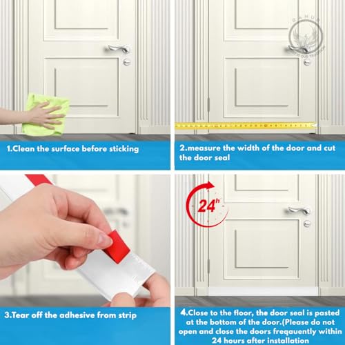 RANUR Silicone Self Adhesive Door Bottom Sealing Strip Guard for Home Door Protector for Home from Dust, Insects, Waterproof, Soundproof Door Seal, Door Air Blocker 1 Meter (1 Meter, White) - Image 5
