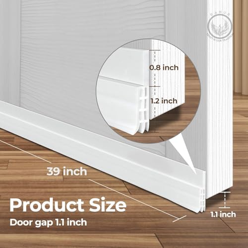 RANUR Silicone Self Adhesive Door Bottom Sealing Strip Guard for Home Door Protector for Home from Dust, Insects, Waterproof, Soundproof Door Seal, Door Air Blocker 1 Meter (1 Meter, White) - Image 2