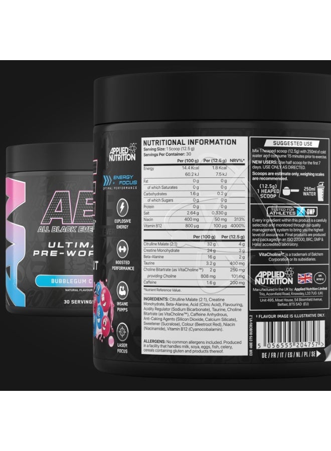 أبلايد نيوتريشن مكمل غذائي قبل التمرين من Applied Nutrition ABE Powder (375 جم - 30 حصة) (مسحوق الفقاعات) - Image 3
