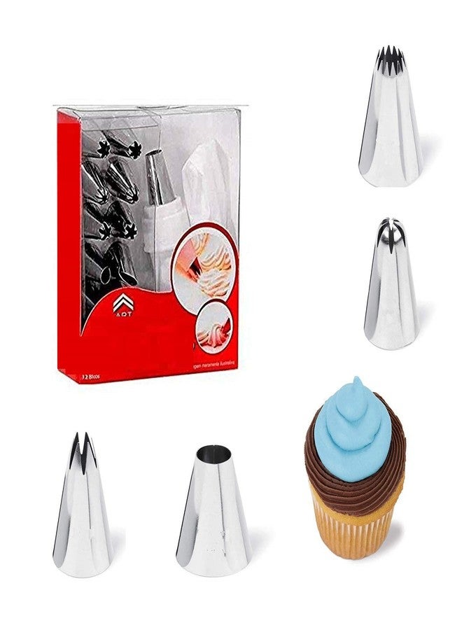 Baking Set 12 Piece Cake Decorating Set Frosting Icing Piping Bag Tips with Steel Nozzles Reusable & Washable - Image 2