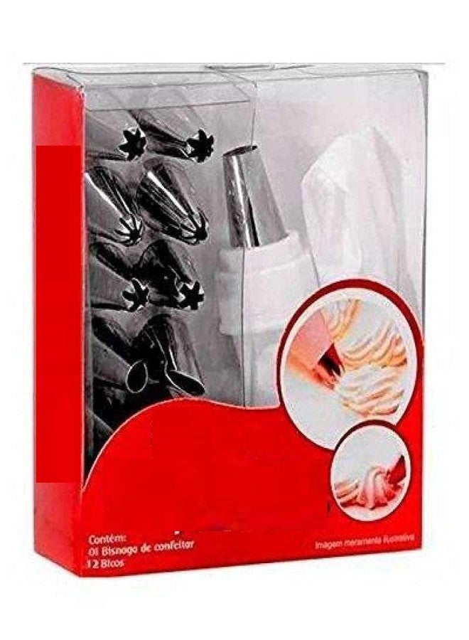 Baking Set 12 Piece Cake Decorating Set Frosting Icing Piping Bag Tips with Steel Nozzles Reusable & Washable - Image 4