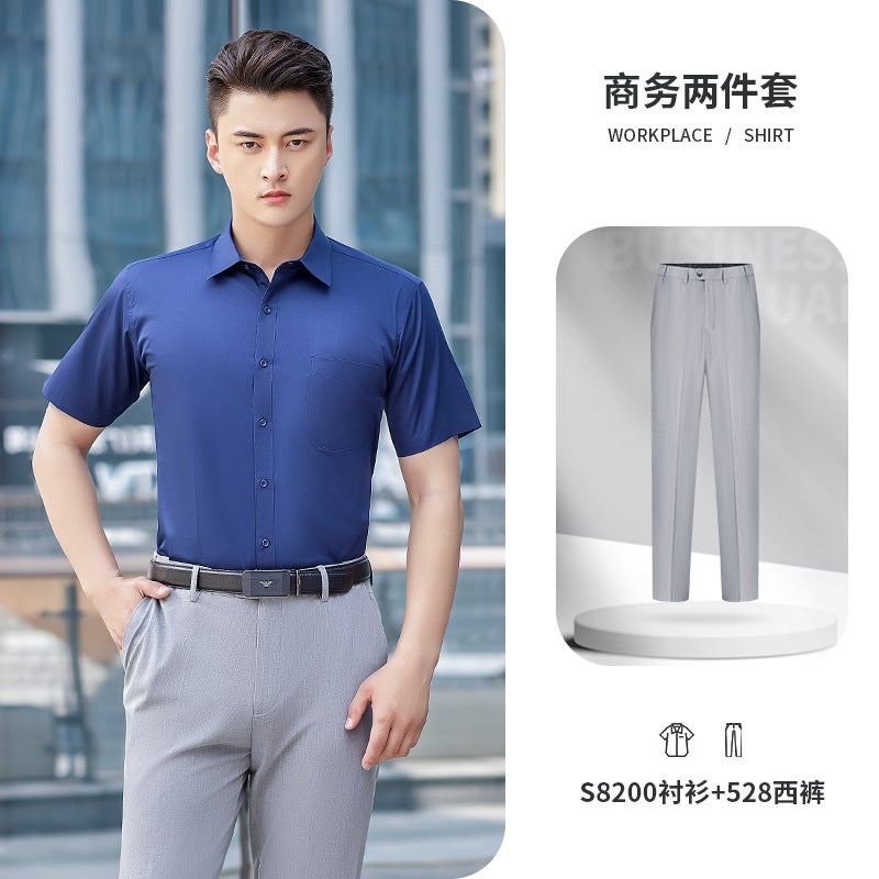 Professional Shirt Men'S And Women'S Long-Sleeved Short-Sleeved Same Style Office Workers' Solid Color Shirt Business Dress Work Clothes Embroidered Logo - Image 1
