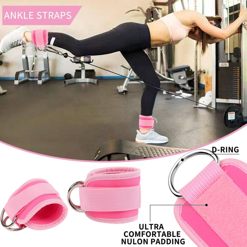 SINYWAY Barbell Pad Set, 10 Pcs Barbell Squat Pad for Hip Thrusts, Lunges, Leg Day with 2 Gym Ankle Straps, 3 Hip Resistance Bands, 2 Lifting Strap, Barbell Pad and Carry Bag - Image 4