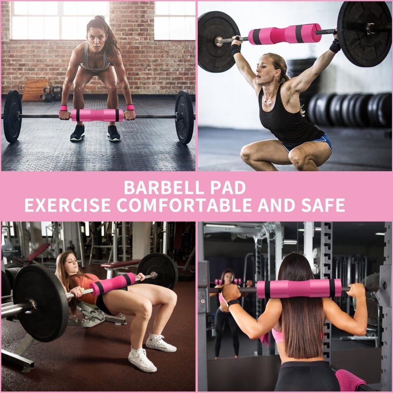 SINYWAY Barbell Pad Set, 10 Pcs Barbell Squat Pad for Hip Thrusts, Lunges, Leg Day with 2 Gym Ankle Straps, 3 Hip Resistance Bands, 2 Lifting Strap, Barbell Pad and Carry Bag - Image 2