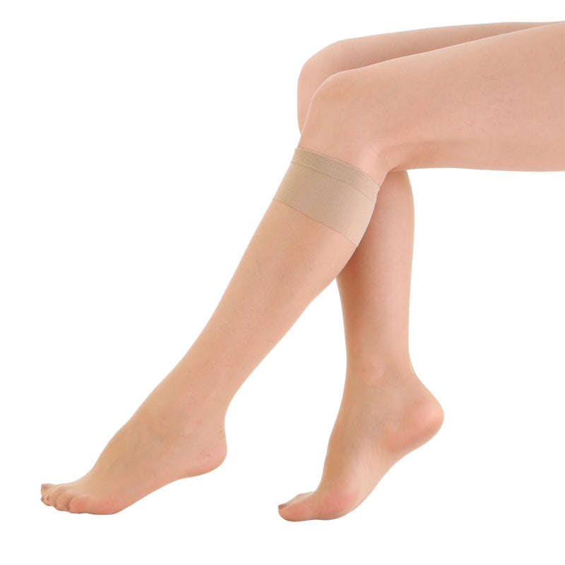 EVERSWE 6 Pairs Women's Sheer Knee High Stockings 15D (Nude,One Size) - Image 2