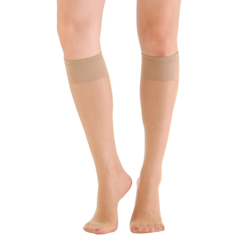 EVERSWE 6 Pairs Women's Sheer Knee High Stockings 15D (Nude,One Size) - Image 4