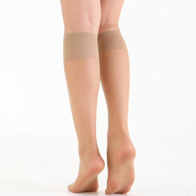 EVERSWE 6 Pairs Women's Sheer Knee High Stockings 15D (Nude,One Size) - Image 5