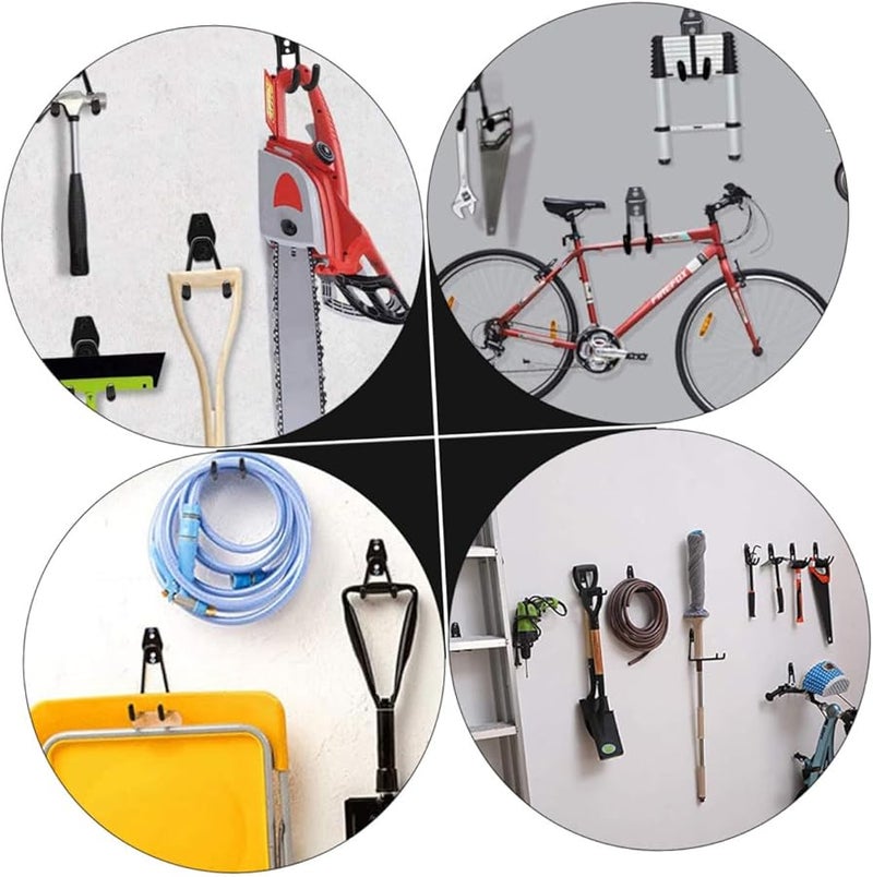 خطافات حائطية ثقيلة 4 قطع لأدوات الحديقة ودراجة الهواء وتخزين المرآب ورفوف التخزين - Image 3