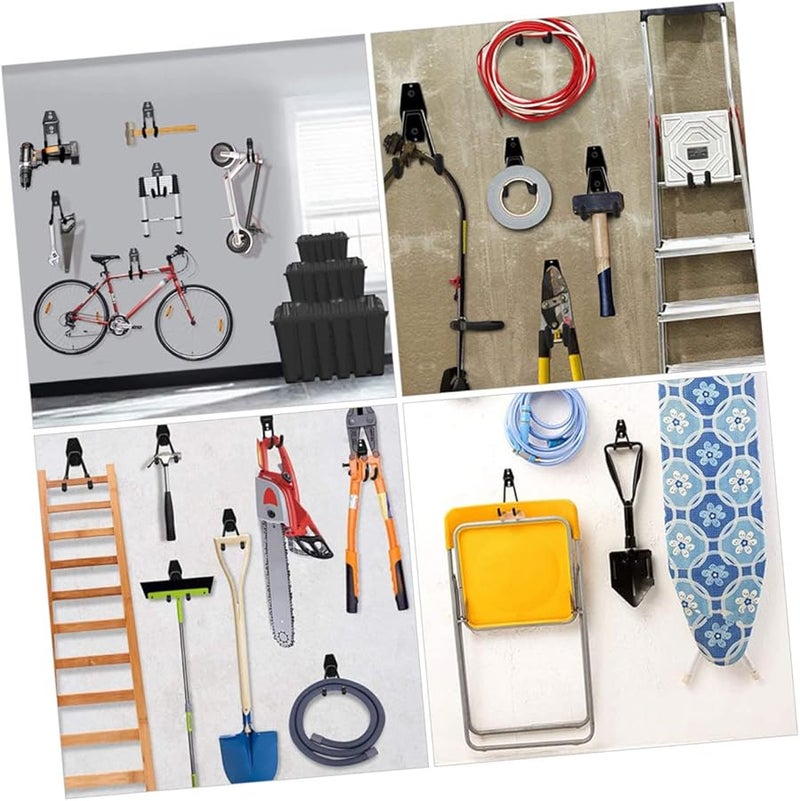 خطافات حائطية ثقيلة 4 قطع لأدوات الحديقة ودراجة الهواء وتخزين المرآب ورفوف التخزين - Image 4