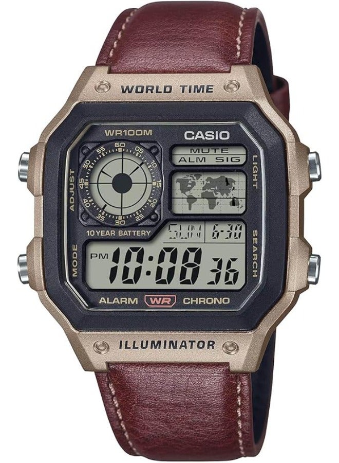 CASIO Digital Leather Strap Men's Watch AE-1200WHL-5AV - Image 1