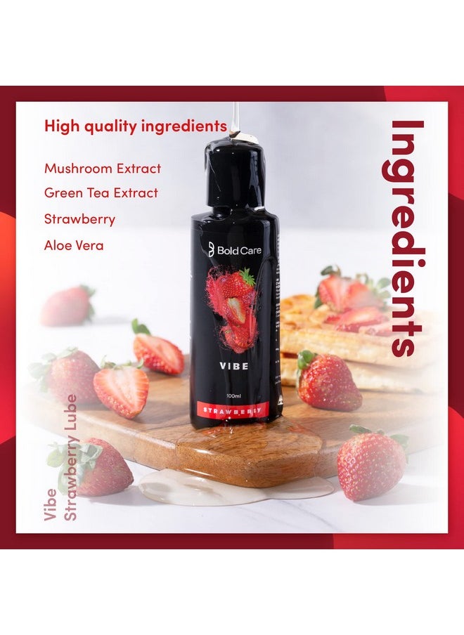 Bold Care Vibe - Natural Personal Lubricant For Men And Women - Premium Strawberry Flavour - Water Based Lube - Skin Friendly, Silicone And Paraben Free - No Side Effects - 100 Ml  - Image 5