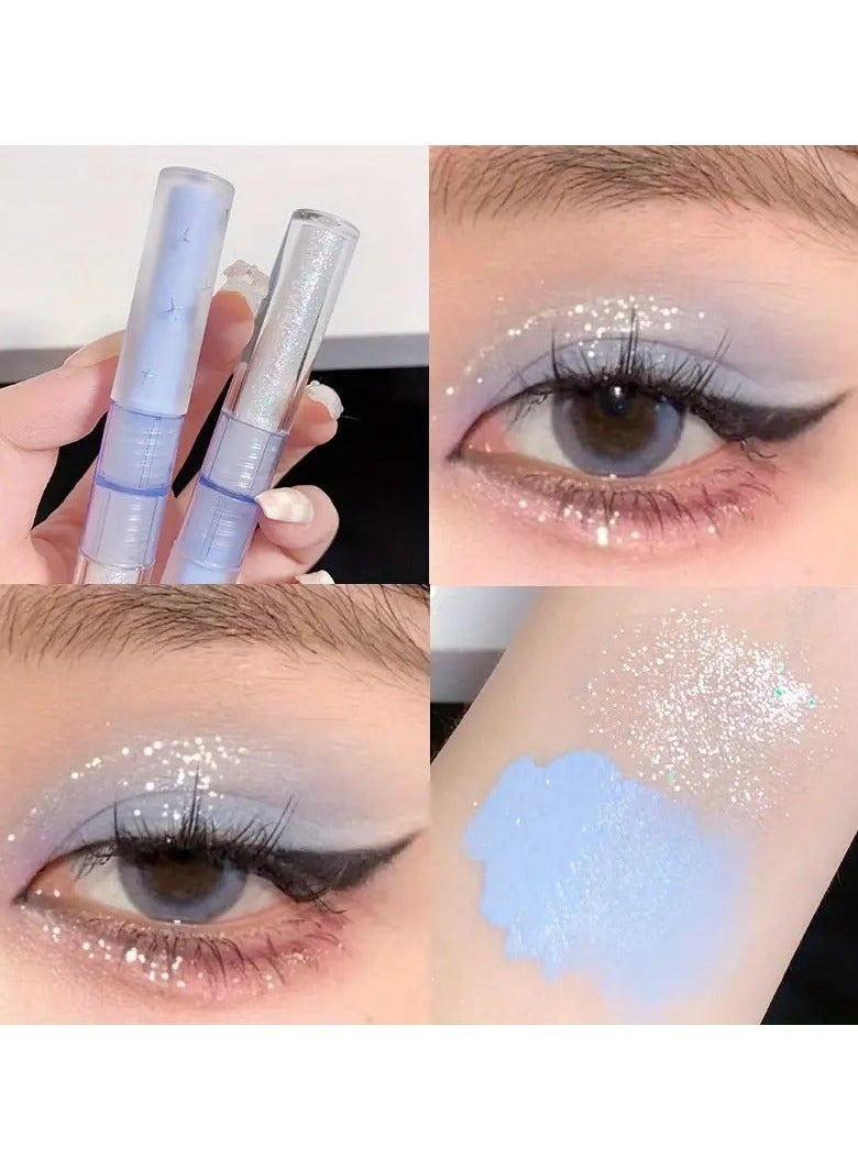 Cappuvini Double-headed Liquid Eyeshadow Eyeliner Pen, Matte Sequins Pearly Glitter Eye Makeup, Eyelid Under Crease Brightening Liquid Teardrop Makeup For Music Festival #03 - Image 1