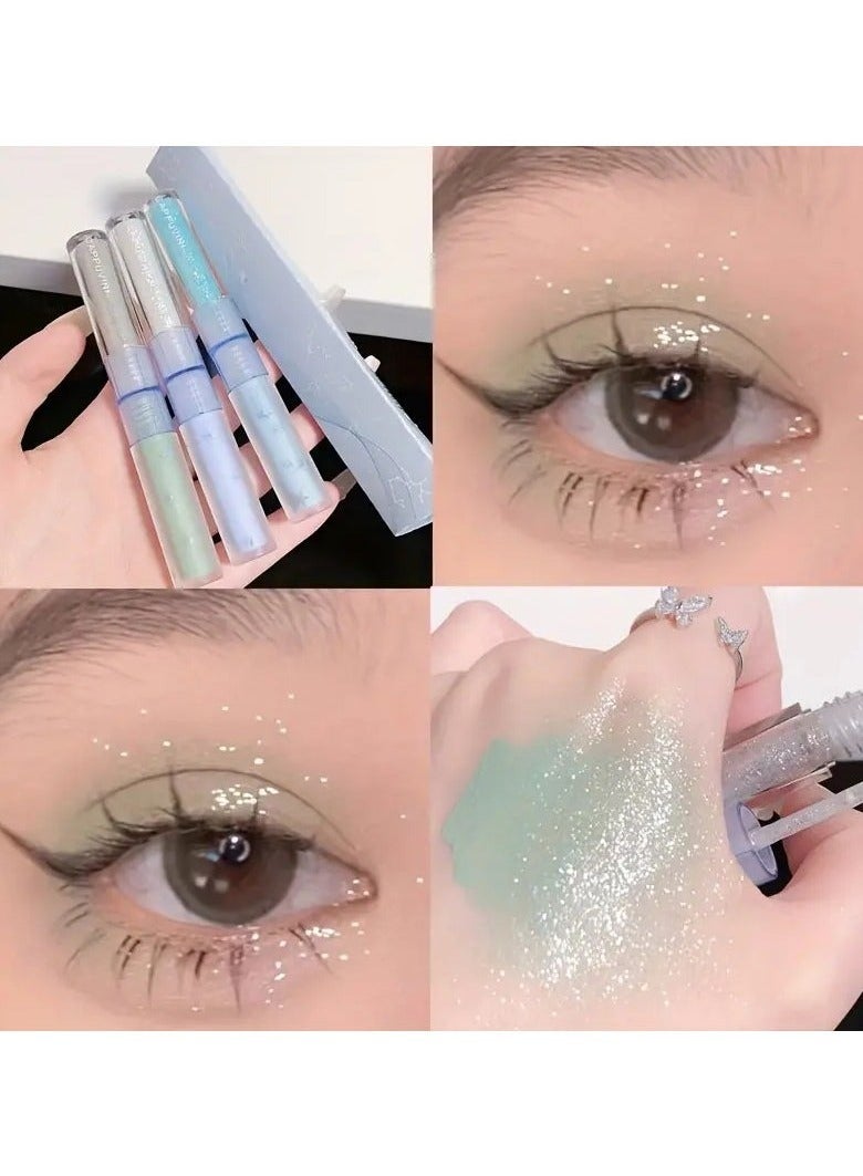 Cappuvini Double-headed Liquid Eyeshadow Eyeliner Pen, Matte Sequins Pearly Glitter Eye Makeup, Eyelid Under Crease Brightening Liquid Teardrop Makeup For Music Festival #03 - Image 5