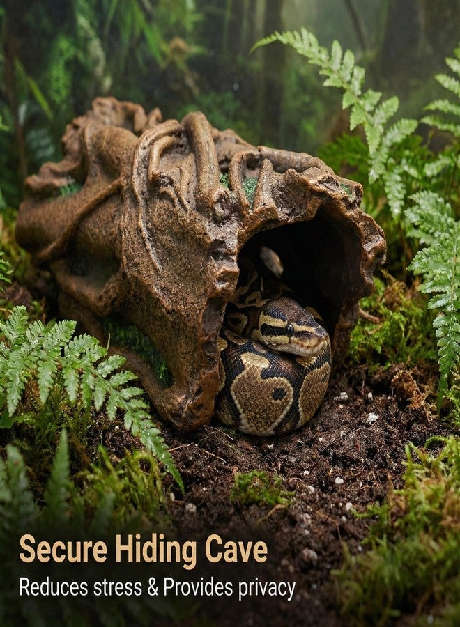 COSYOO Large Reptile Hideout, Resin Hollow Log Cave for Ball Python & Bearded Dragon, Natural Basking Platform & Tank Decor for Snake, Gecko, Lizard, Tortoise, Axolotl - Image 3