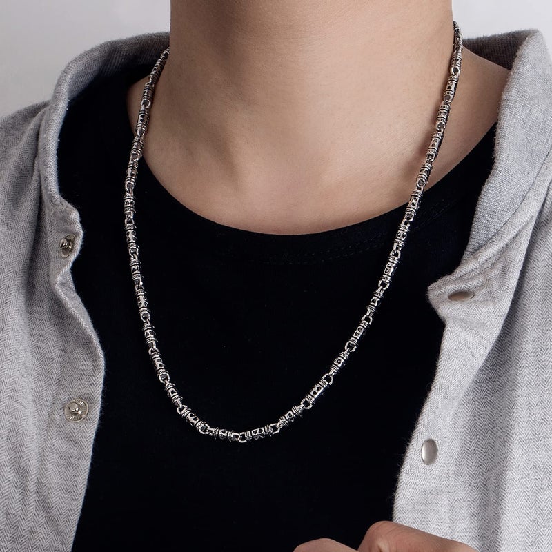 Dankadi Vintage Chic 4.5mm Curb Mens Necklace -100% Sterling Silver Cylindrical Box Chain Italy Jewelry -Neck Link Chains For Man Women 20" 22" 24" inch (24) - Image 5