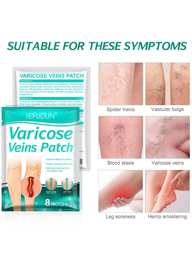 Sefudun - 16 PCS Varicose Veins Patch, Varicose Veins Treatment For Legs, Spider Varicose Vein, Strengthen Capillary Health and Improve Blood Circulation, Improves Blood Circulation, Relieves Leg Fatigue - Image 1