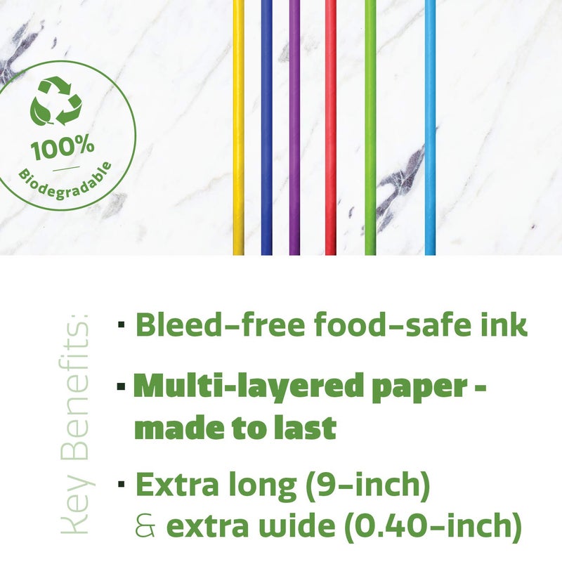 Gusto Comfy Package  [100 Count] Jumbo Paper Smoothie Straws  100% Biodegradable  Assorted Colors - Image 5