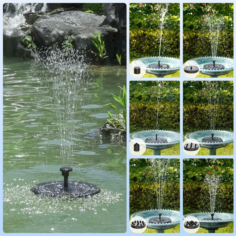 SHANCHAHUA Solar Fountain, 1.5W Solar Bird Bath Fountains Pump Floating Solar Powered Water Fountain with 6 Nozzles and Fixer, Solar Fountain for Bird Bath, Outdoors, Garden, Pond, Pool - Image 5