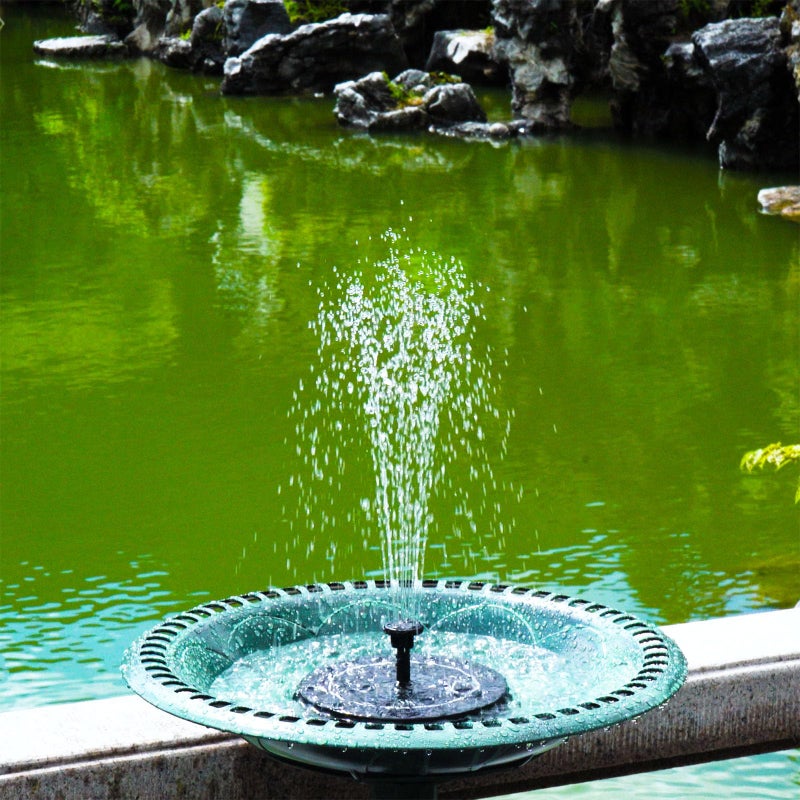 SHANCHAHUA Solar Fountain, 1.5W Solar Bird Bath Fountains Pump Floating Solar Powered Water Fountain with 6 Nozzles and Fixer, Solar Fountain for Bird Bath, Outdoors, Garden, Pond, Pool - Image 2
