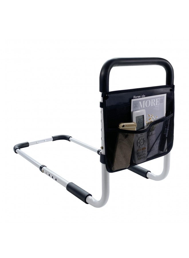 Honmido Bed Rails for Elderly Adults Safety Height Adjustable Bed Assist Rail for Seniors Bedside Fall Prevent Grab Bar with Storage Pocket Fits King Queen Full Twin Bed(White) - Image 1