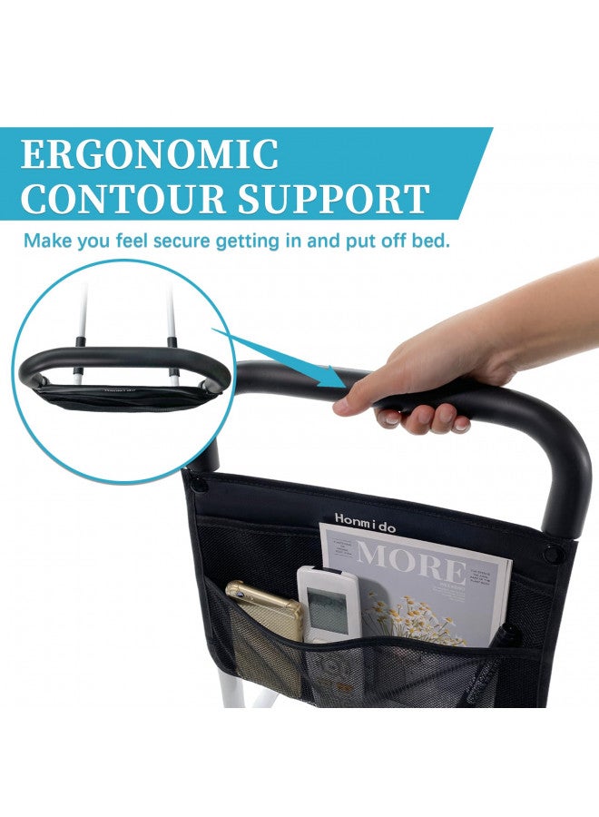 Honmido Bed Rails for Elderly Adults Safety Height Adjustable Bed Assist Rail for Seniors Bedside Fall Prevent Grab Bar with Storage Pocket Fits King Queen Full Twin Bed(White) - Image 4