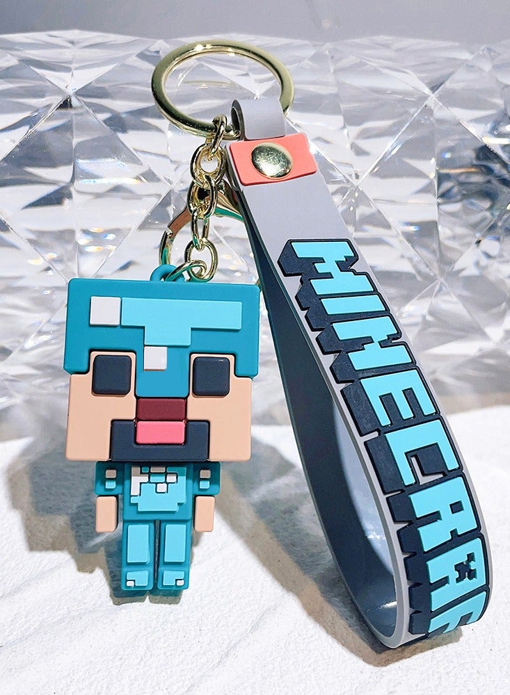 MC Keychain Cartoon Block World Key Ring Pendant