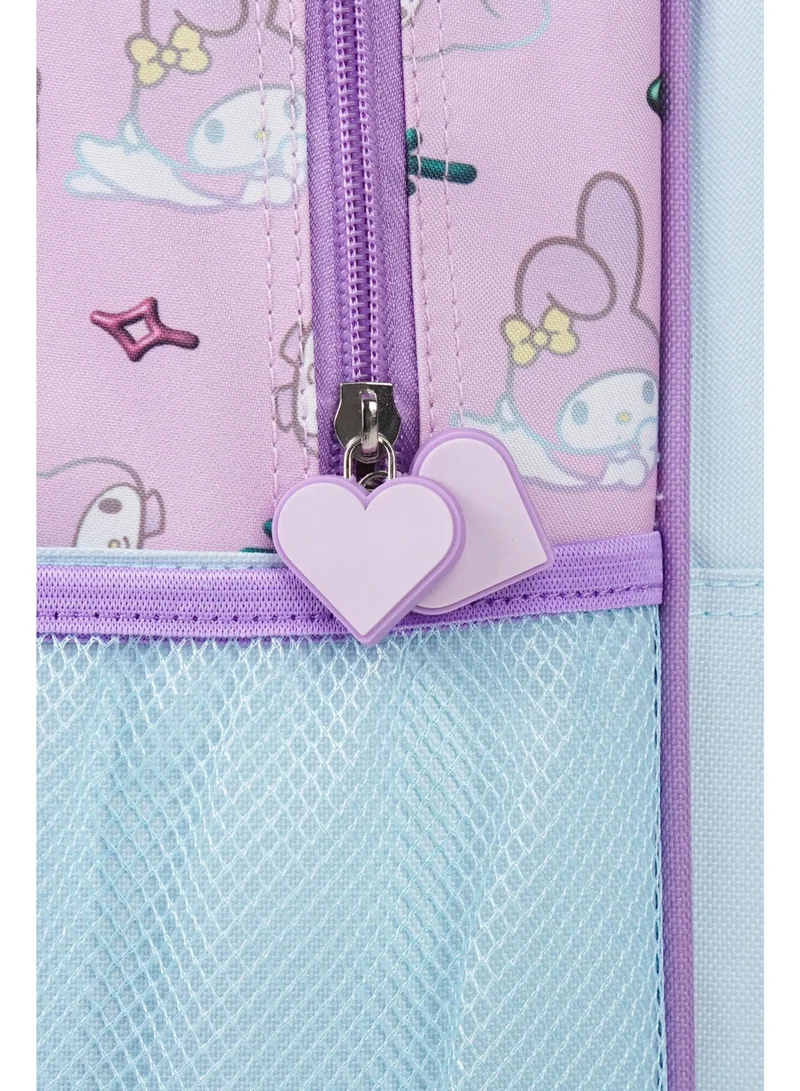 Sanrio Multicolor Sanrio My Melody 5-in-1 Trolley Set 18" – Official My Melody Rolling Backpack with Lunch Bag, Lunch Box, Water Bottle & Pencil Case, Complete School Travel Set for Kids  | Water Resistant  | Girls School Bag for Women | Best Price UAE