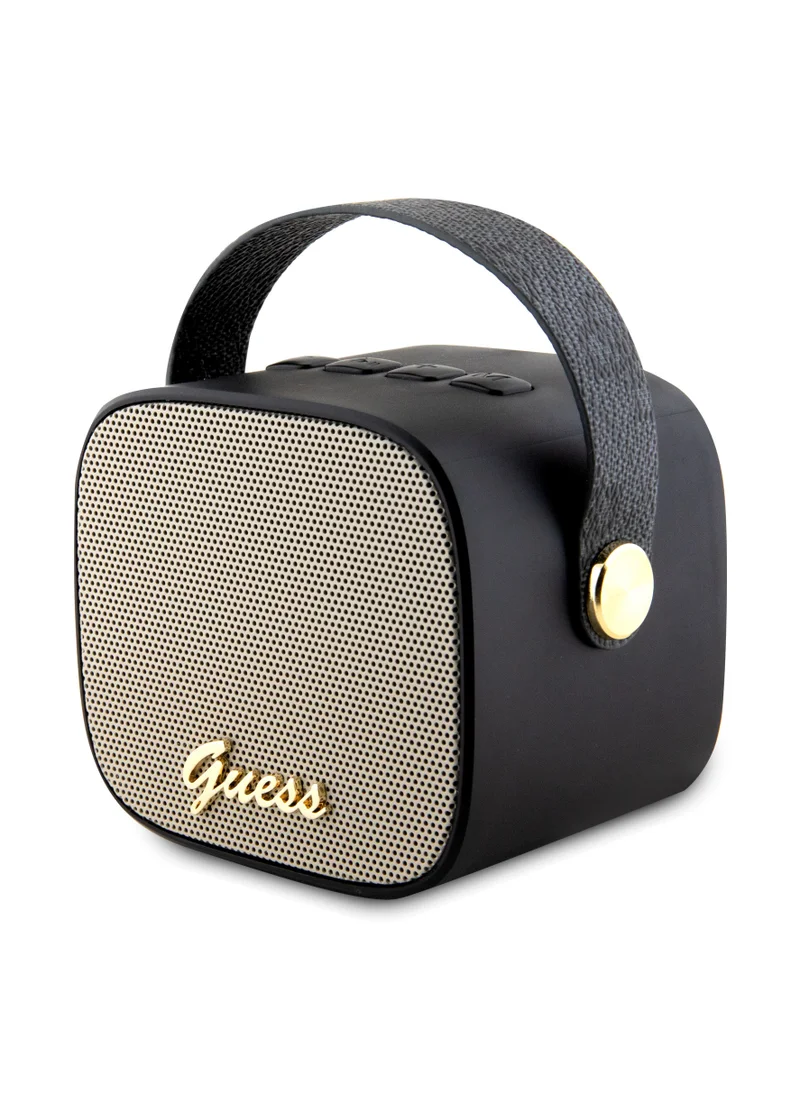 GUESS PU Wireless Speaker with Handle and 4G Leather Script Logo / Studio Quality Sound / Lightweight and Luxurious Speaker - Black