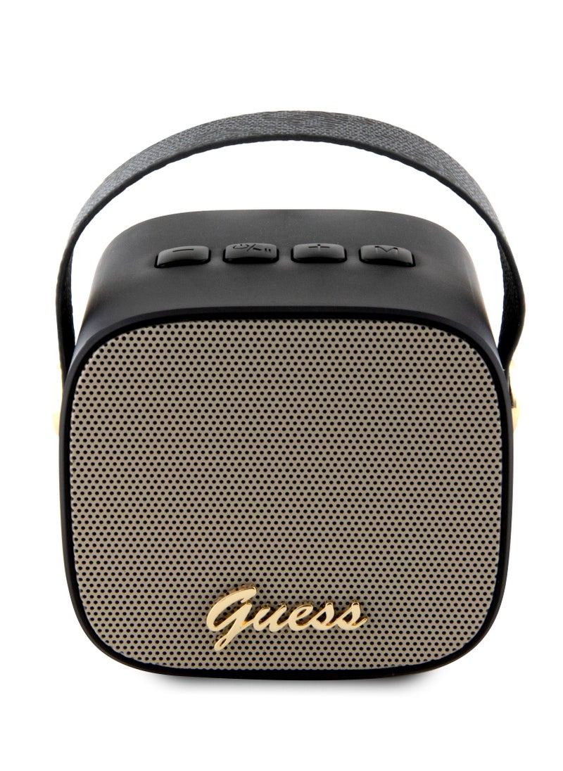 GUESS - PU Wireless Speaker with Handle and 4G Leather Script Logo / Studio Quality Sound / Lightweight and Luxurious Speaker - Black - Image 1