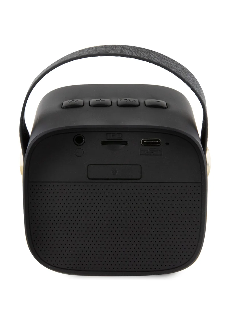 GUESS PU Wireless Speaker with Handle and 4G Leather Script Logo / Studio Quality Sound / Lightweight and Luxurious Speaker - Black