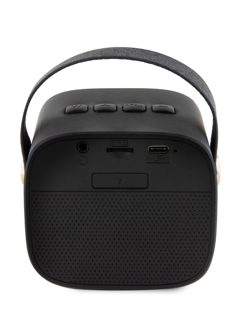 GUESS - PU Wireless Speaker with Handle and 4G Leather Script Logo / Studio Quality Sound / Lightweight and Luxurious Speaker - Black - Image 1