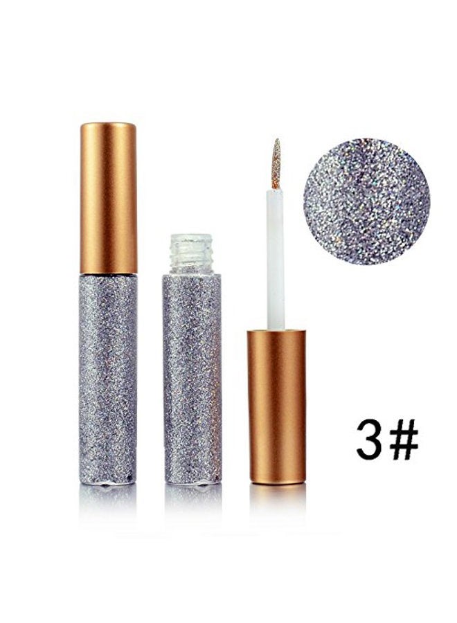 Semilyn Liquid Glitter Eyeliner 3 Color Metallic Glitter Sparkling Eyeliner Face Eye Cosmetic Glow Shimmer Makeup Glitter Eye Shadow Long Lasting Sparkling Eyeliner Eye Shadow Gold Brown,Silver and Pink - Image 3