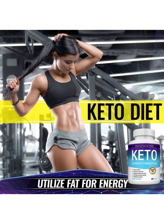 Toplux حبوب كيتو حمية الكيتوز - كيتوز طبيعي باستخدام الكيتون وحمية كيتونية، دعم الطاقة والتركيز، دعم حمية كيتو مثالي للرجال والنساء، 60 كبسولة، مكمل - Image 4