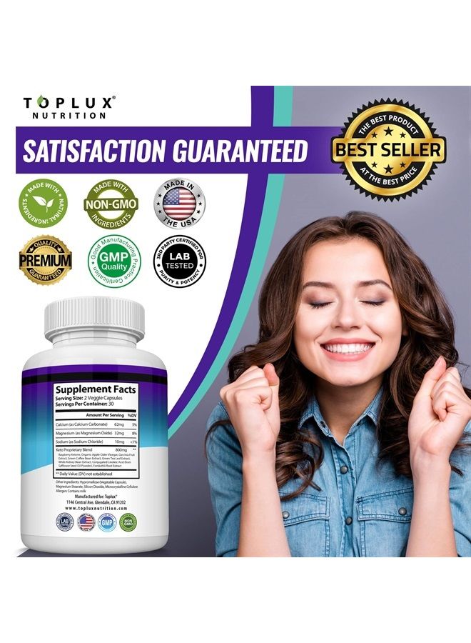 Toplux حبوب كيتو حمية الكيتوز - كيتوز طبيعي باستخدام الكيتون وحمية كيتونية، دعم الطاقة والتركيز، دعم حمية كيتو مثالي للرجال والنساء، 60 كبسولة، مكمل - Image 5