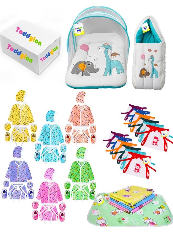 Toddylon New Born Baby Essentials Kit Combo Set (49 Items) | Newborns Baby Set 0–6 Months | Hospital Kit for New Born Baby | Infants Combo Set for New Born | Newborn Baby Clothes & Essentials (Blue) - Image 1