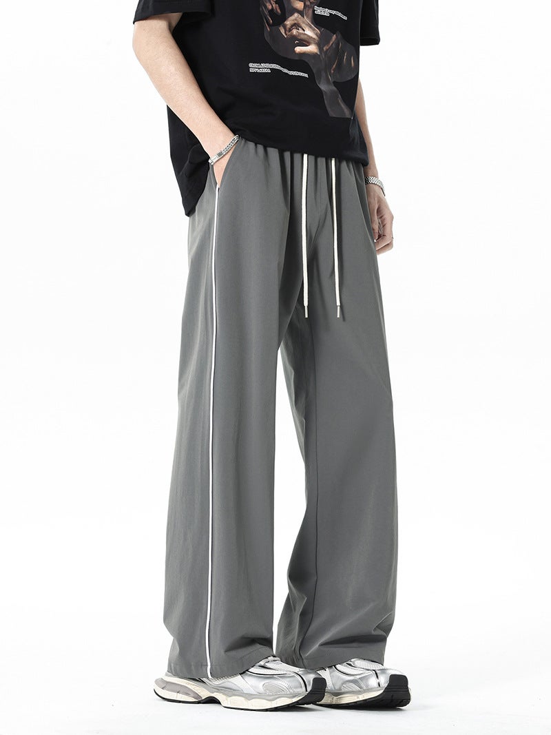 Ice Silk Pants Men'S Summer Thin Trendy Brand Loose Large Size Straight Wide Leg Pants Summer Quick-Drying Sports Casual Pants - Image 3