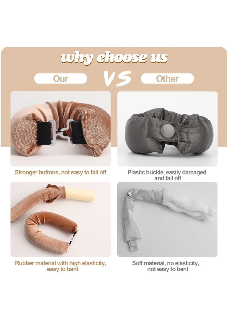 إسكدنيا عصابة رأس لتجعيد الشعر بدون حرارة، قضبان تجعيد الشعر طوال الليل لجميع أنواع الشعر، قضبان مرنة مع خطاف، نوم مريح بدون تجعيد حراري، أدوات تصفيف الشعر الطويل، بني، أسود - Image 3