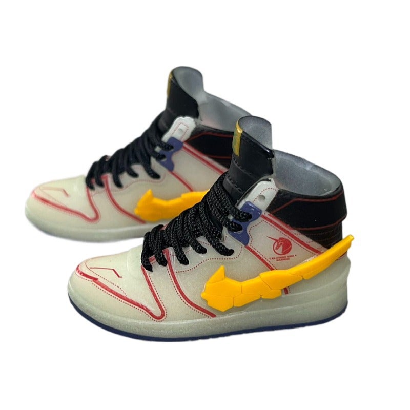 dunk series nude shoes a pair of wholesale 3D hollow bjd shoes sneakers model aj keychain Luminous white and red unicorn (pair of naked shoes)