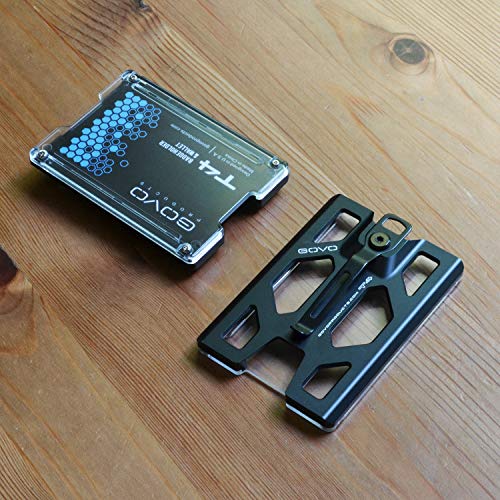 GOVO Aluminum GOVO Badge HolderWallet_ Durable ID Card Holder with Metal Clip and 4 Cards Slot Black - Image 3